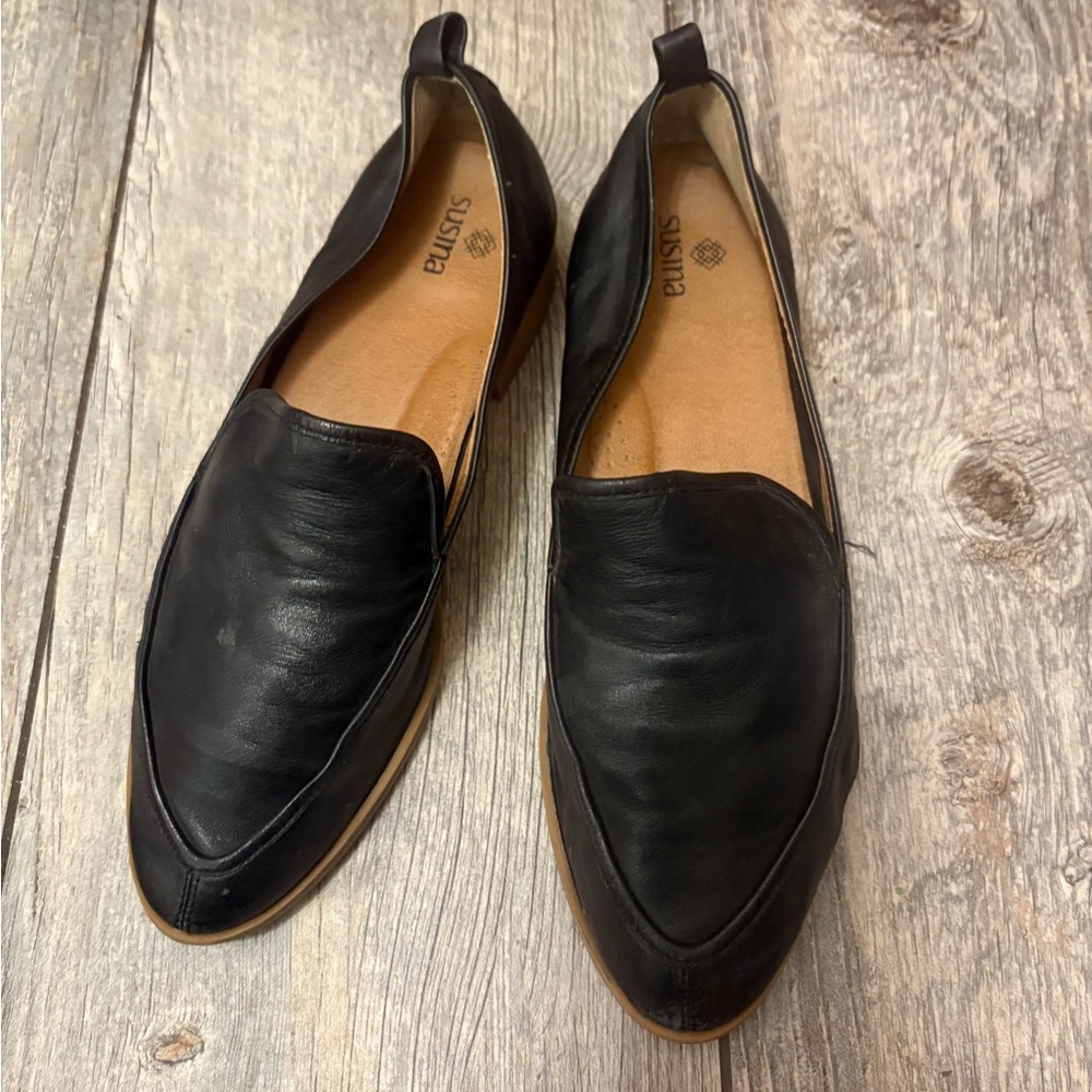 Black Leather women’s  Slip-On Loafers